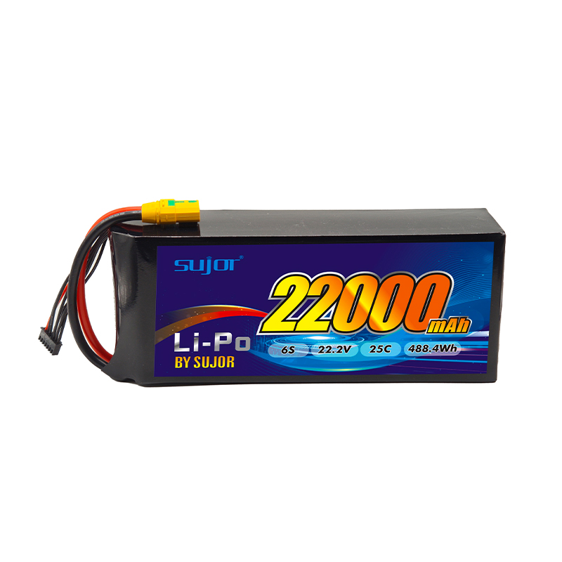 SUJOR 6s1p 22.2V 22000mAh 25C Lipo High Rate Drone Battery Pack
