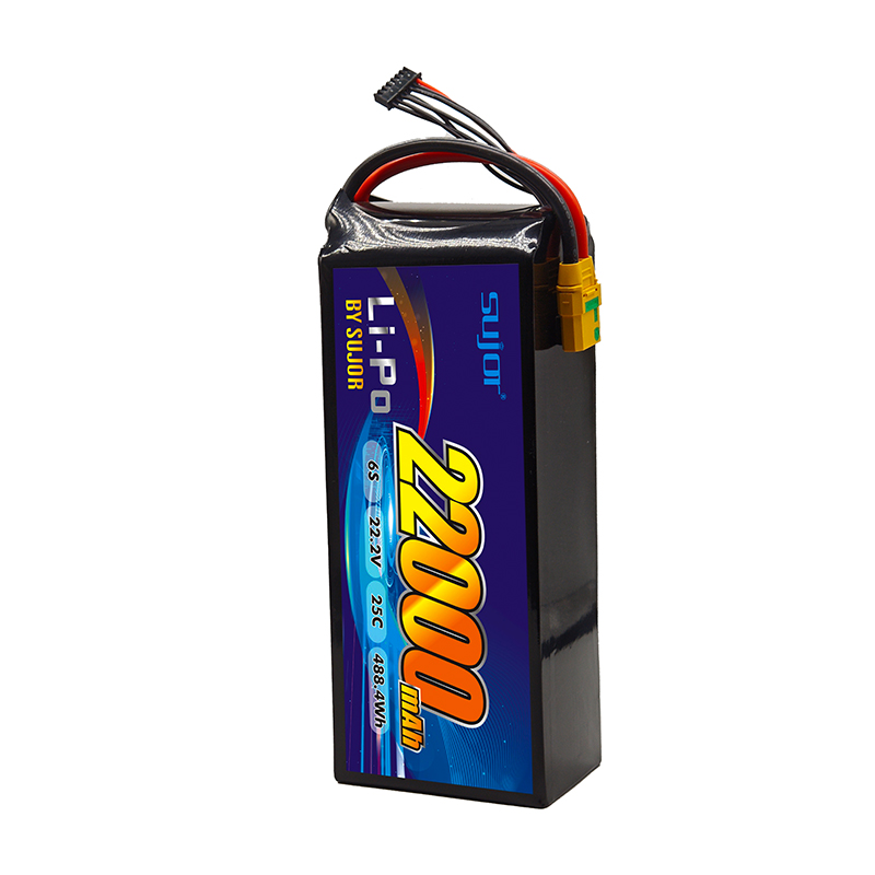 SUJOR 6s1p 22.2V 22000mAh 25C Lipo High Rate Drone Battery Pack