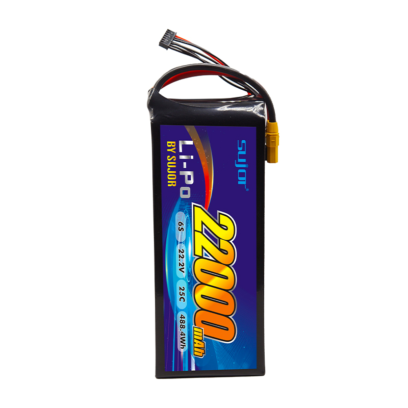 SUJOR 6s1p 22.2V 22000mAh 25C Lipo High Rate Drone Battery Pack