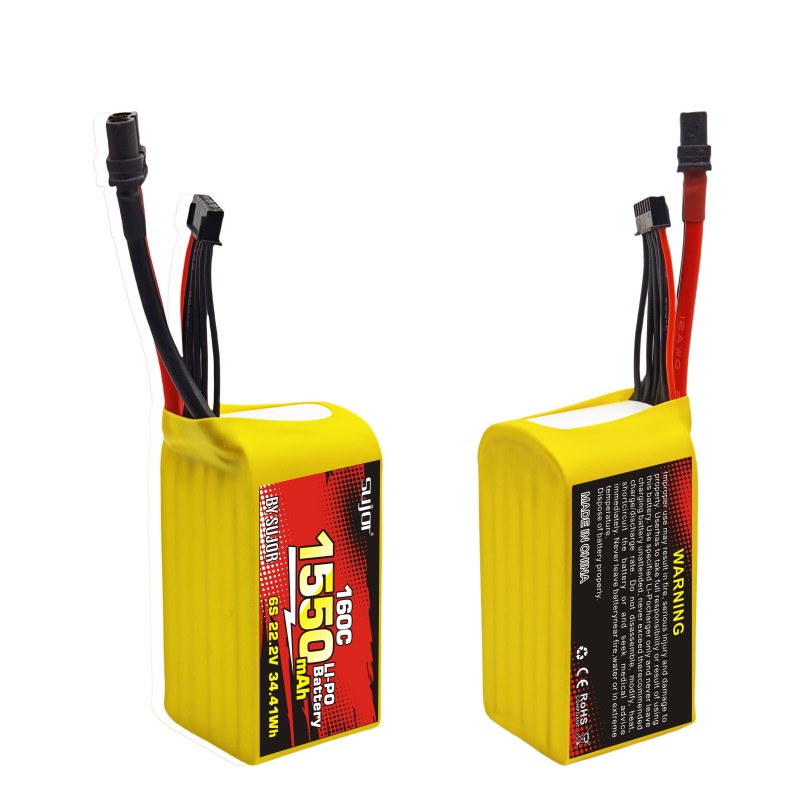 SUJOR 22.2V 6s1p 1550mAh 160C FPV Drone Battery