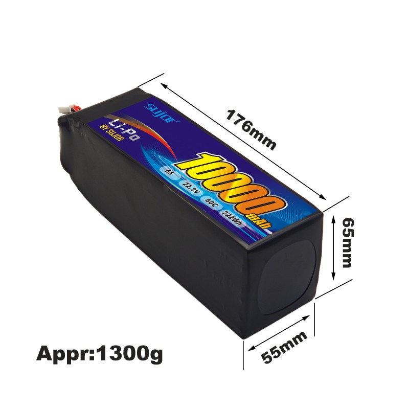 SUJOR 22.2V 6s1p 10000mAh 60C UAV Power Battery