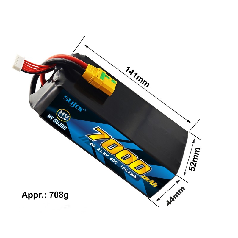 SUJOR 6s 22.8V 7000mAh HV Lipo UAV Drone Battery