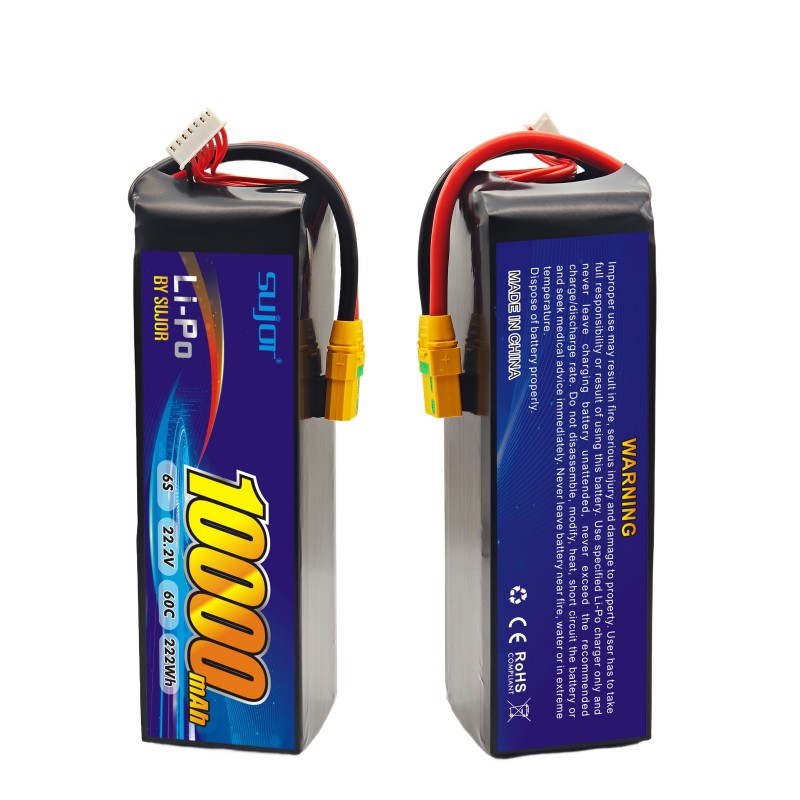 SUJOR 22.2V 6s1p 10000mAh 60C UAV Power Battery