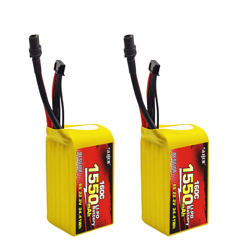 SUJOR 22.2V 6s1p 1550mAh 160C FPV Drone Battery