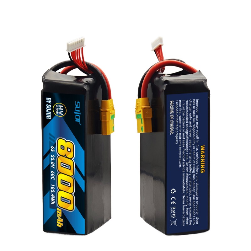 SUJOR 22.8V 6s1p 8000mAh 60C LiHv Pouch Cell UAV Battery